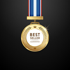 Wall Mural - realistic golden medal label of success winner.