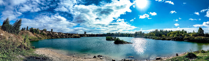 panoramic view of an abandoned marble quarry