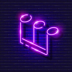 Wall Mural - Sixteenth notes neon icon. Music glowing sign. Music concept. Vector illustration for Sound recording studio design, advertising, signboards, vocal studio.