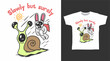 Cute snail and rabbit cartoon t shirt designs