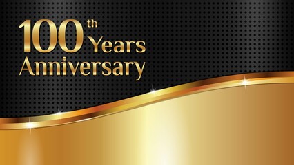 Luxurious and elegant design to celebrate 100th anniversary with black and gold texture. vector illustration