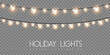 Vector garlang of gold or yellow lamps on transparent background. Holiday string of lights vector illustration