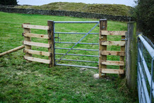 New Galvanized Gate Fitted In Sheep Pasture Prior To New Woodland Planting