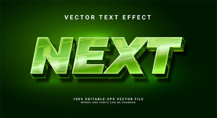 Wall Mural - Next elegant 3D text effect. Editable text style effect with green color theme.