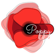 Poppy Flower Red Black Logo Sign Text