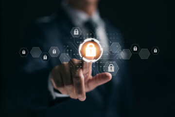 Poster - Concept of cyber security, data protection, business technology, and privacy.