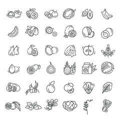 Natural food flat line icons set. flat collection