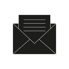 Poster - Email icon. Outline open envelope sign. Message silhouette. Vector isolated on white 