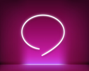Aufkleber - Neon glowing speech cloud in dark interior. Frame for a text. 3d style realistic vector illustration