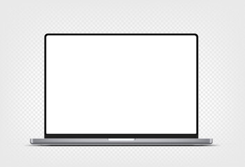 Aufkleber - Modern thin frame laptop computer vector 3d mockup with shadow isolated on transparent background