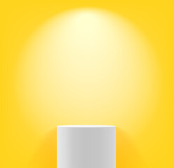Poster - Yellow room with white column and lamp light. Realistic 3d style vector illustration