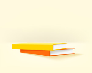 Poster - Two paper books on a table. 3d style vector illustration