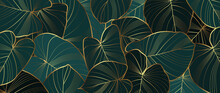 Tropical Leaf Golden Luxury Natural Background