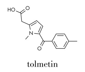 Sticker - Tolmetin NSAID drug molecule. Skeletal formula.