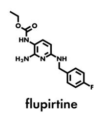 Sticker - Flupirtine analgesic drug molecule. Skeletal formula.