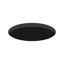 Black Round Hole. Golf Hole Symbol. Isometric Style. Vector Isolated On White