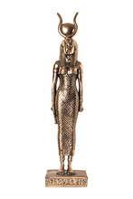 Bronze Statuette Of Isis Isolated On White Background.