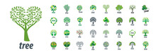 A Set Of Vector Logos With The Image Of A Tree