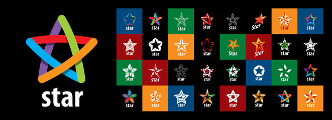 Wall Mural - a set of vector logos with the image of a star on different colored backgrounds