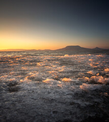 Wall Mural - Wonderful sunset at lake Balaton, Hungary in winter