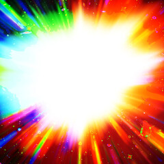 Wall Mural - colourful starburst explosion border with white copyspace centre. the elements of this image furnish