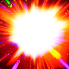 Wall Mural - colourful starburst explosion border with white copyspace centre. the elements of this image furnish