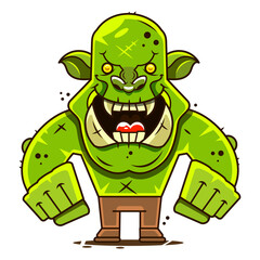 An illustration of a stylised troll or other monster face emoji