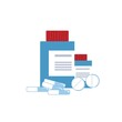 © VectorSpace - Vector cartoon flat different prescribed medication drugs and pills in bottles,isolated on empty background-health care treatment,online telemedicine concept,web site banner ad design