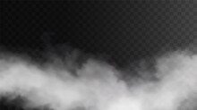 Vector Isolated Smoke PNG. White Smoke Texture On A Transparent Black Background. Special Effect Of Steam, Smoke, Fog, Clouds.	
