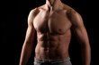 © Alex - Man Showing ABS. Muscle man Posing. Strong Body Concept. Topless Sportman Bodybuilder. Six Pack