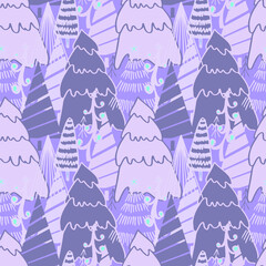 Christmas background vector seamless pattern of stylized Christmas trees. Wallpaper for wrapping paper, invitations, paper and cards, website backgrounds. New Year and Christmas festive forest conifer