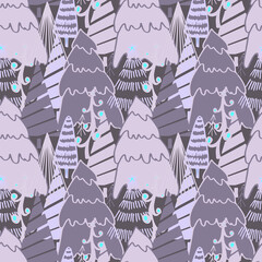Christmas background vector seamless pattern of stylized Christmas trees. Wallpaper for wrapping paper, invitations, paper and cards, website backgrounds. New Year and Christmas festive forest conifer