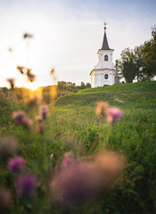 Wall Mural - Nice old white chapel at Balatonlelle