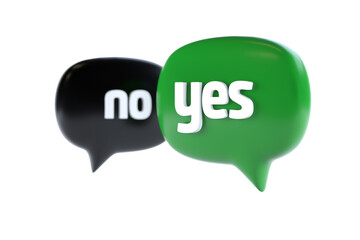 Poster - YES or NO Bubble Speech. 3d Rendering