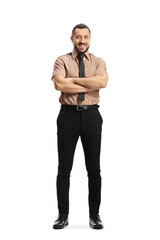 Poster - Full length portrait of a security officer smiling and posing with crossed arms