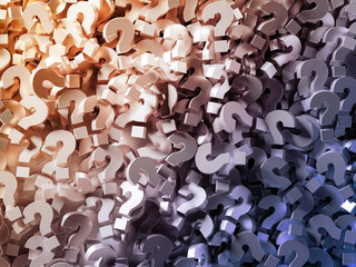 Fototapete - Infinite and colored question marks, business and human choices theme, original 3d rendering