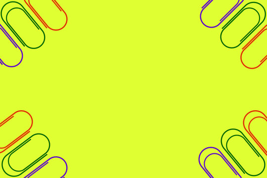 yellow high lighter color graphic with colorful paperclips border