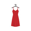 Red dress on the wardrobe hanger vector illustration