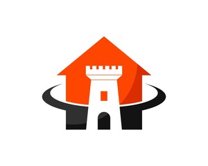 Sticker - Simple house with swoosh and fortress inside