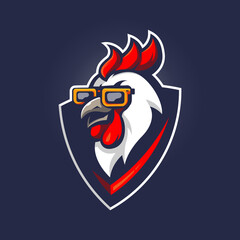 Wall Mural - Chicken wearing glasses mascot logo design illustration vector