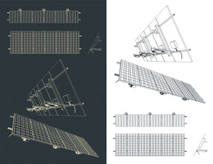 Wall Mural - Solar panel with fasteners blueprints