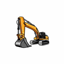 Excavator - Heavy Equipment Construction - Earth Mover Vector Isolated