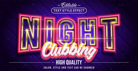 Wall Mural - Editable text style effect - Night Clubbing text style theme.