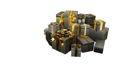 Poster - dark pile of presents for black friday sell-out, isolated