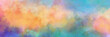 Watercolor background, sunset sky with puffy clouds painted in colorful skyscape with texture, cloudy Easter sunrise or colorful sunset in abstract illustration