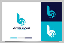 Wave Surfing With Letter B Logo Design