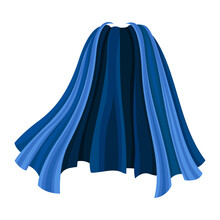 Blue Cloak Or Cape As Loose Silk Garment Worn Over Clothing Vector Illustration