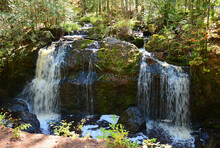 The Scenic Now And Then Falls In Amnicon Falls State Park In Autumn In South Range, Northern Wisconsin