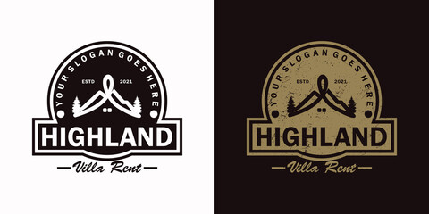 vintage logo, cabin rent, villa rent, and other cabin rent, logo reference for business