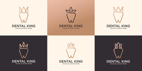 Collection of dental crown clinic logo Premium Vector